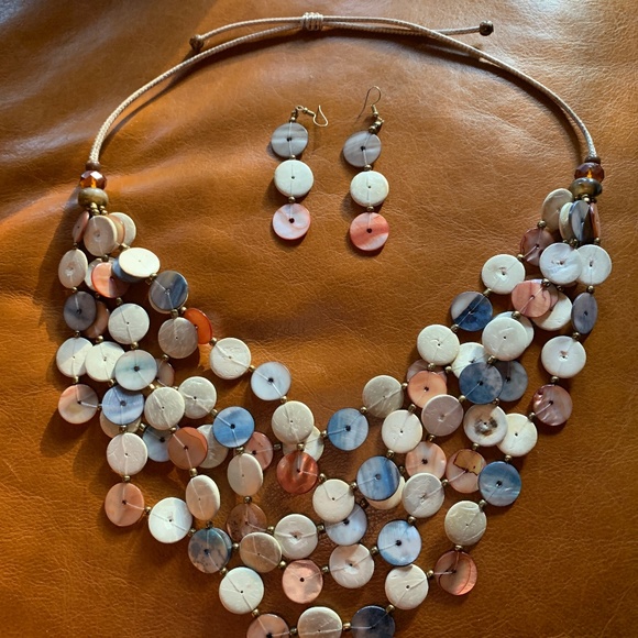 Necklace & Earrings Boho-hippie style - Picture 1 of 3